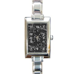 Floral Design Rectangle Italian Charm Watch by ValentinaDesign