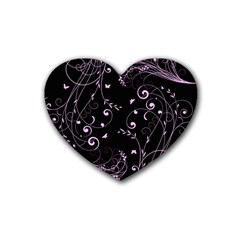 Floral Design Rubber Coaster (heart)  by ValentinaDesign
