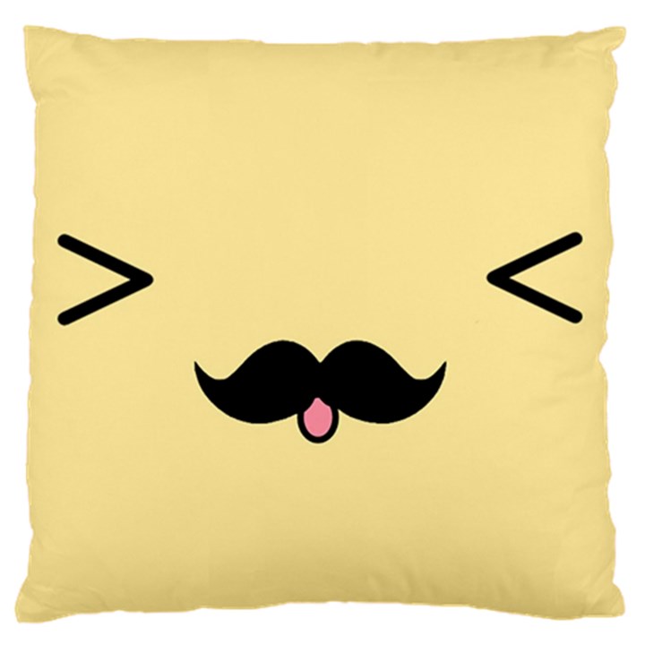 Mustache Large Flano Cushion Case (One Side)