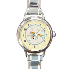 Unicorn Pattern Round Italian Charm Watch