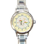 Unicorn Pattern Round Italian Charm Watch Front