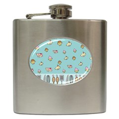 Kawaii Kitchen Border Hip Flask (6 Oz) by Nexatart