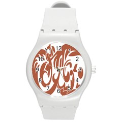 Sign Red Polka Round Plastic Sport Watch (m) by Mariart