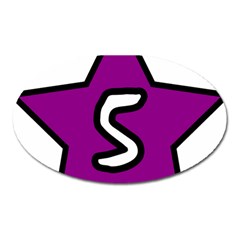 Star Five Purple White Oval Magnet by Mariart