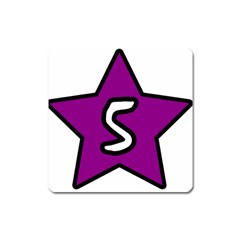 Star Five Purple White Square Magnet by Mariart