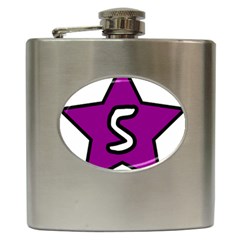 Star Five Purple White Hip Flask (6 Oz)