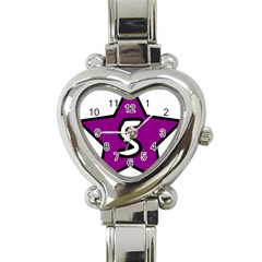 Star Five Purple White Heart Italian Charm Watch