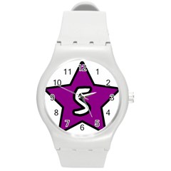 Star Five Purple White Round Plastic Sport Watch (m) by Mariart