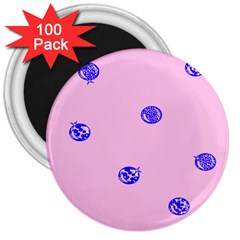 Star Space Balloon Moon Blue Pink Circle Round Polkadot 3  Magnets (100 Pack)