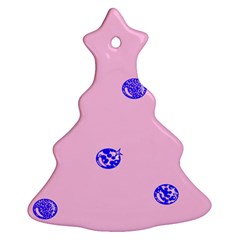 Star Space Balloon Moon Blue Pink Circle Round Polkadot Ornament (christmas Tree) 