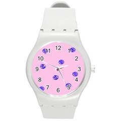 Star Space Balloon Moon Blue Pink Circle Round Polkadot Round Plastic Sport Watch (m)