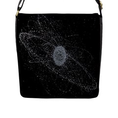 Space X Circle Line Black Flap Messenger Bag (l)  by Mariart