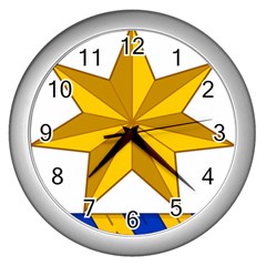 Star Yellow Blue Wall Clocks (silver)  by Mariart