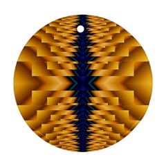 Plaid Blue Gold Wave Chevron Ornament (Round)