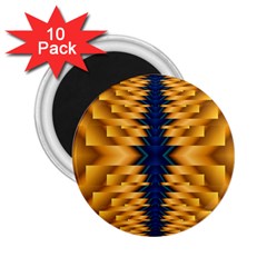 Plaid Blue Gold Wave Chevron 2 25  Magnets (10 Pack) 