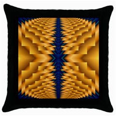 Plaid Blue Gold Wave Chevron Throw Pillow Case (Black)