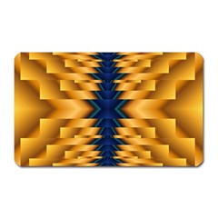 Plaid Blue Gold Wave Chevron Magnet (rectangular) by Mariart