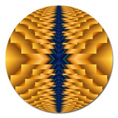 Plaid Blue Gold Wave Chevron Magnet 5  (Round)