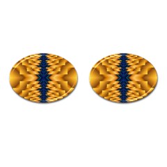 Plaid Blue Gold Wave Chevron Cufflinks (oval)