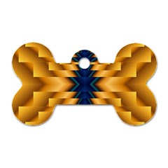 Plaid Blue Gold Wave Chevron Dog Tag Bone (Two Sides)