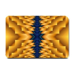 Plaid Blue Gold Wave Chevron Small Doormat 