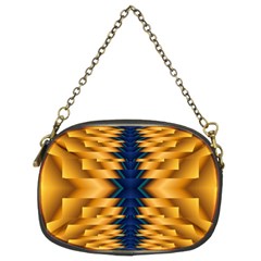 Plaid Blue Gold Wave Chevron Chain Purses (Two Sides) 