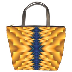 Plaid Blue Gold Wave Chevron Bucket Bags by Mariart