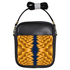 Plaid Blue Gold Wave Chevron Girls Sling Bags