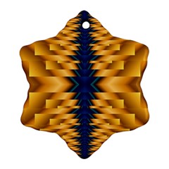 Plaid Blue Gold Wave Chevron Snowflake Ornament (Two Sides)