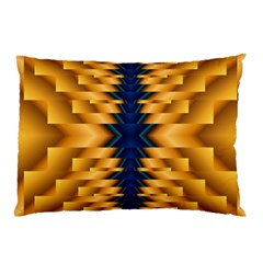 Plaid Blue Gold Wave Chevron Pillow Case (Two Sides)