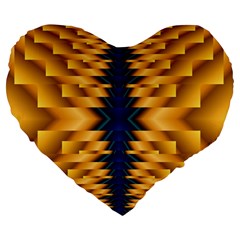 Plaid Blue Gold Wave Chevron Large 19  Premium Heart Shape Cushions