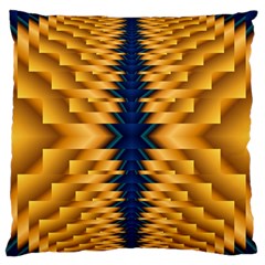 Plaid Blue Gold Wave Chevron Large Flano Cushion Case (Two Sides)