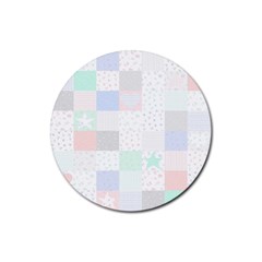 Sweet Dreams Rag Quilt Rubber Round Coaster (4 Pack) 