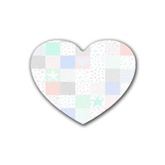 Sweet Dreams Rag Quilt Heart Coaster (4 Pack)  by Mariart