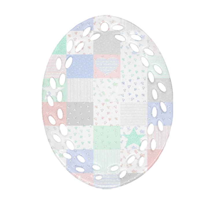 Sweet Dreams Rag Quilt Oval Filigree Ornament (Two Sides)