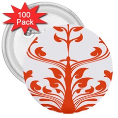 Tree Leaf Flower Orange Sexy Star 3  Buttons (100 Pack) 