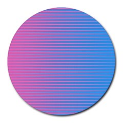 Turquoise Pink Stripe Light Blue Round Mousepads