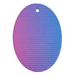 Turquoise Pink Stripe Light Blue Ornament (oval)