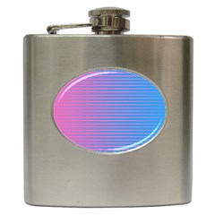 Turquoise Pink Stripe Light Blue Hip Flask (6 Oz) by Mariart