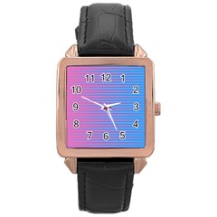 Turquoise Pink Stripe Light Blue Rose Gold Leather Watch  by Mariart