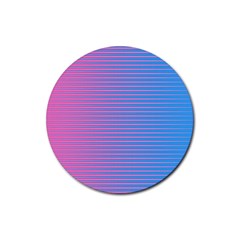 Turquoise Pink Stripe Light Blue Rubber Coaster (round) 