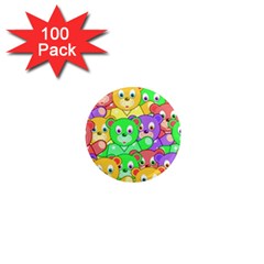 Cute Cartoon Crowd Of Colourful Kids Bears 1  Mini Magnets (100 Pack)  by Nexatart