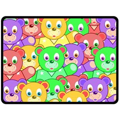 Cute Cartoon Crowd Of Colourful Kids Bears Fleece Blanket (large)  by Nexatart