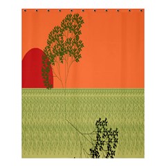 Sunset Orange Green Tree Sun Red Polka Shower Curtain 60  X 72  (medium) 