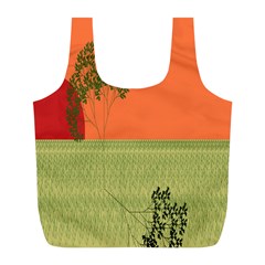 Sunset Orange Green Tree Sun Red Polka Full Print Recycle Bags (l)  by Mariart