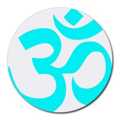 Hindu Om Symbol (cyan) Round Mousepads by abbeyz71