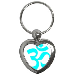 Hindu Om Symbol (cyan) Key Chains (heart)  by abbeyz71