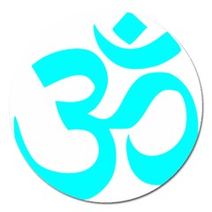 Hindu Om Symbol (cyan) Magnet 5  (round) by abbeyz71