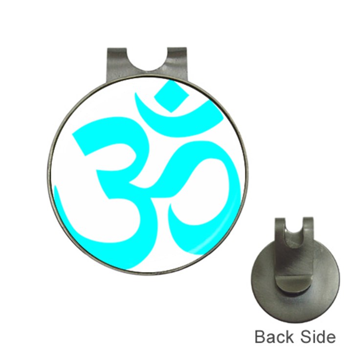 Hindu Om Symbol (Cyan) Hat Clips with Golf Markers