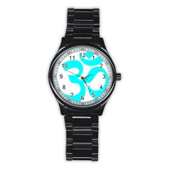 Hindu Om Symbol (cyan) Stainless Steel Round Watch by abbeyz71